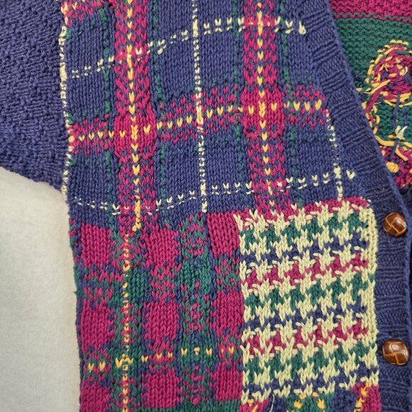 Hand Knitted Patchwork Cardigan XL by Robert Scott Ltd Grannycore Deadstock - Picture 2 of 8